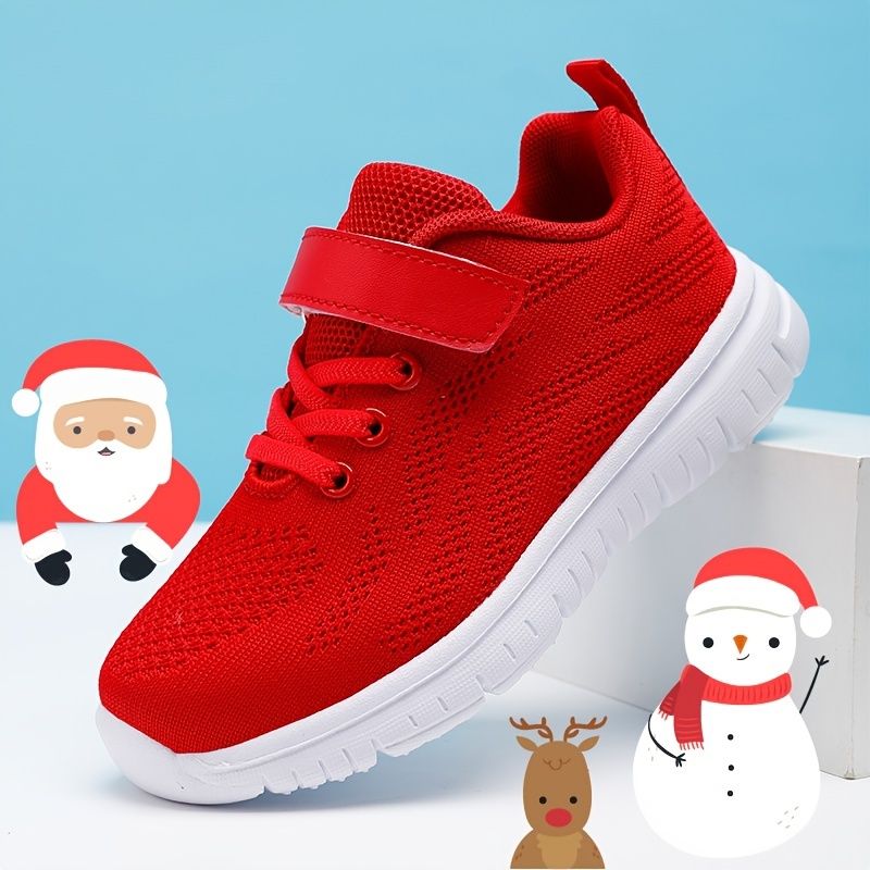 Småbarn Barn Christmas Element Tape Pustende College Style Casual Sneakers Sko