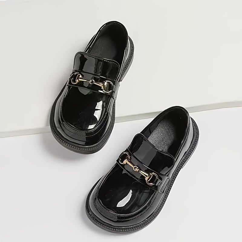 Jenter Black Casual Loafers Mykhet Komfortable Sko Vår Høst