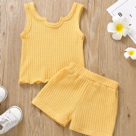 2 Stk Baby Jenter Ermeløs Crop Tank Top & Shorts Barneklær