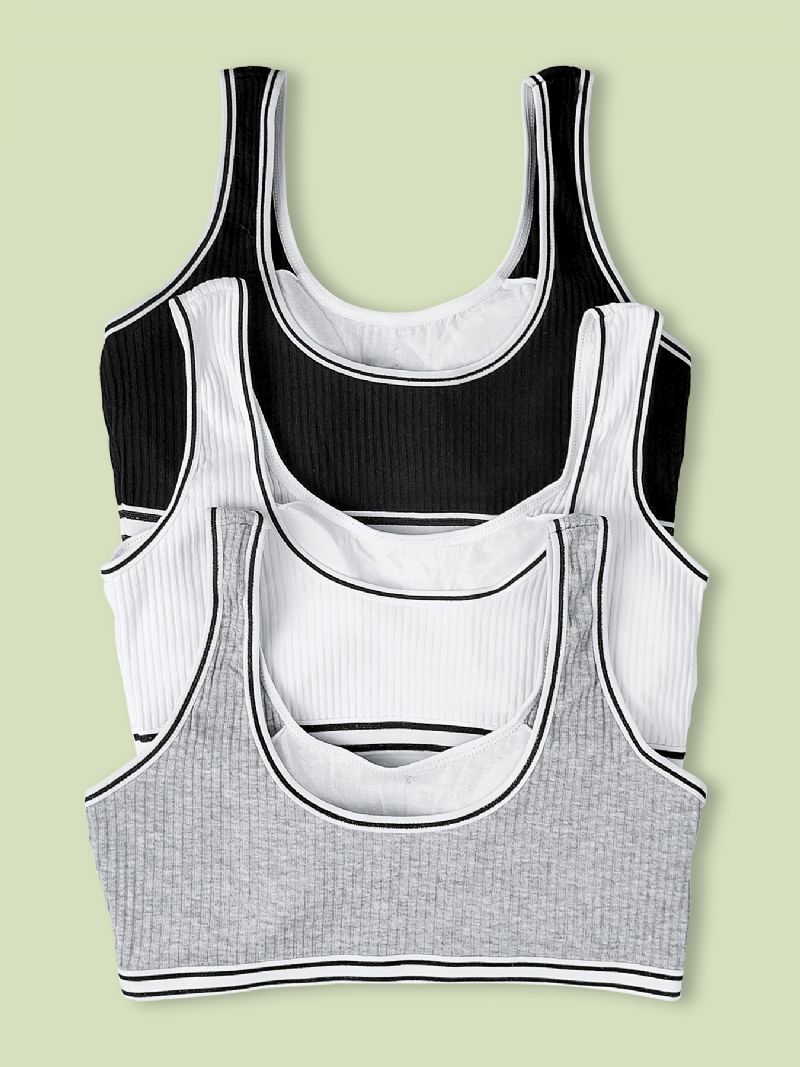 3 Stk Trenings-bh For Jenter Sømløs Stretchy Sports Bralette Ermeløse Crops Tank Tops Undertøy