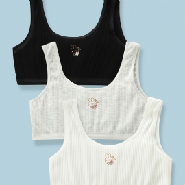 3 Stk Trenings-bh For Jenter Sømløs Stretchy Sports Bralette Ermeløse Crops Tank Tops Undertøy