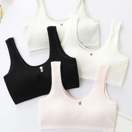 4stk Trenings-bh For Jenter Sømløs Stretchy Sportsbraletter Ermeløse Avlinger Tanktops Undertøy