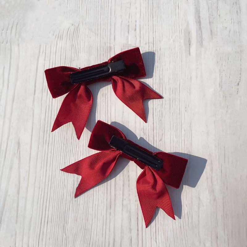 1 Par Barn Cute Velvet Bow Hair Clip Hårtilbehør