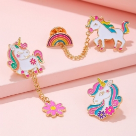 3 Stk Jenter Unicorn Rainbow Design Brosje Pins For Backpack Jeans Shirts