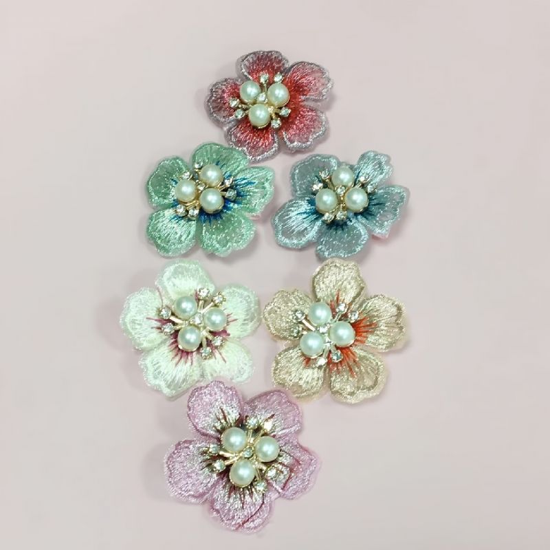 6 Stk Jenter Hårklemme Faux Pearl Flower Decor Hårnål Sideklemme Hårtilbehør