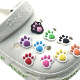 9pc Paw Print Sko Charms For Tresko Pvc Skodekorasjoner Tilbehør Passer For Clog Pins Armbånd Barn Jenter Gutter Sandaler Tøfler