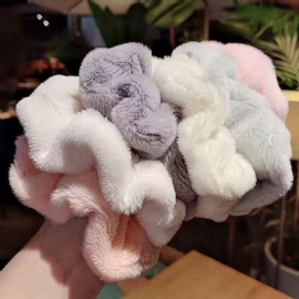 Barn Jenter Plysj Scrunchie Hårslips Ensfarget Hårtau Hårbånd Hårtilbehør