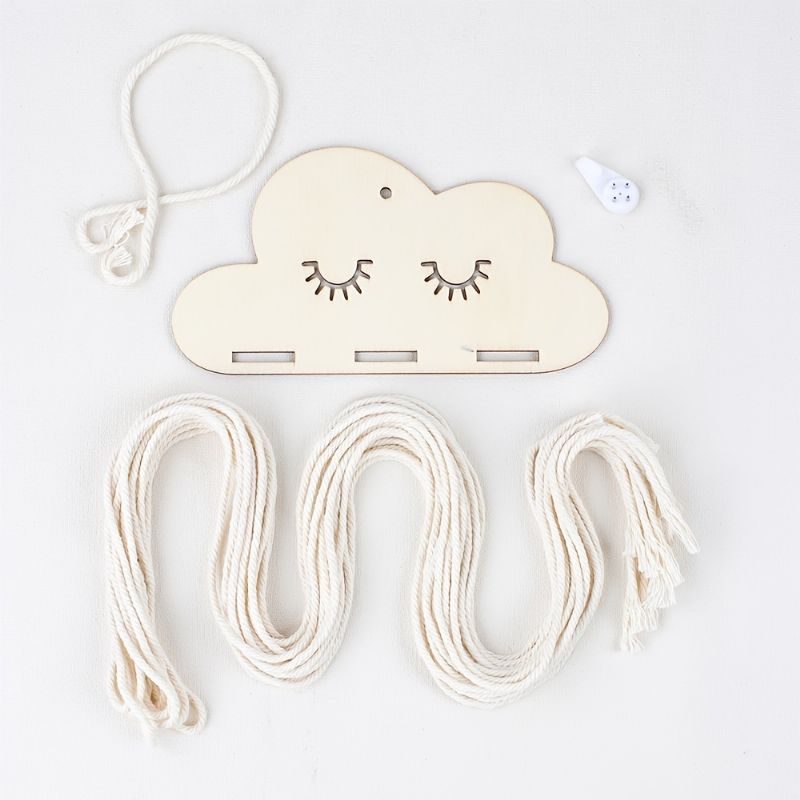 Cloud Hair Buer Holder Hengende Hårklemmer Oppheng Veggdekor Dusk Bue Organizer For Jentebaby Room