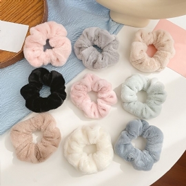 Fuskepels Scrunchies Lodne Hår Gummibånd For Kvinner Jenter Pom Hår Elastikk Kanin Furry Hårbånd For Tykt Tynt Hår Tilbehør 9 Stk.