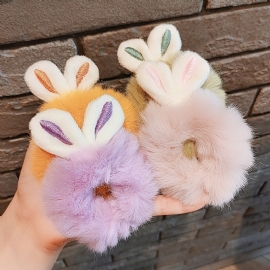 Hår Kvinner Hestehaleholdere Kanin Scrunchies Jenter Hår Med Faux Tilbehør Hårbånd Slips Furry Elastisk Søt Hår Bobbles Klare Små Gummibånd Til Hår 1 Stk.