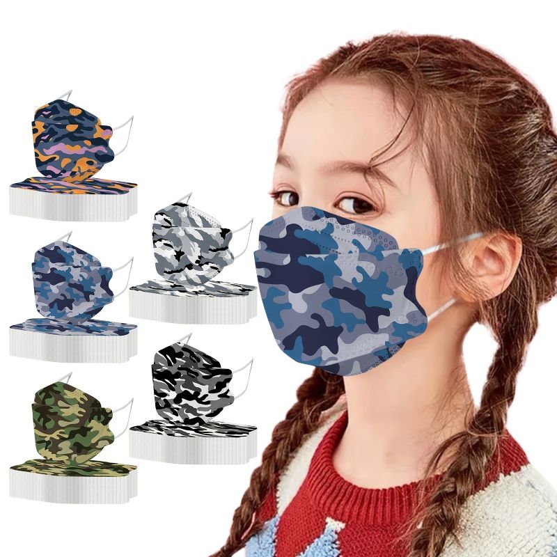 Kids Face_mask Søt Kamuflasjetrykt 4-lags Pustende 3d-design Fiskeformet For Barn Gutter Jenter