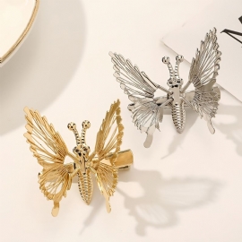 Moving Butterfly Hair Clips Golden 3d Barrettes Hårklemmer Pins Claw Cute Styling Accessories For Women Jenter