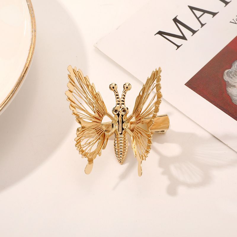 Moving Butterfly Hair Clips Golden 3d Barrettes Hårklemmer Pins Claw Cute Styling Accessories For Women Jenter