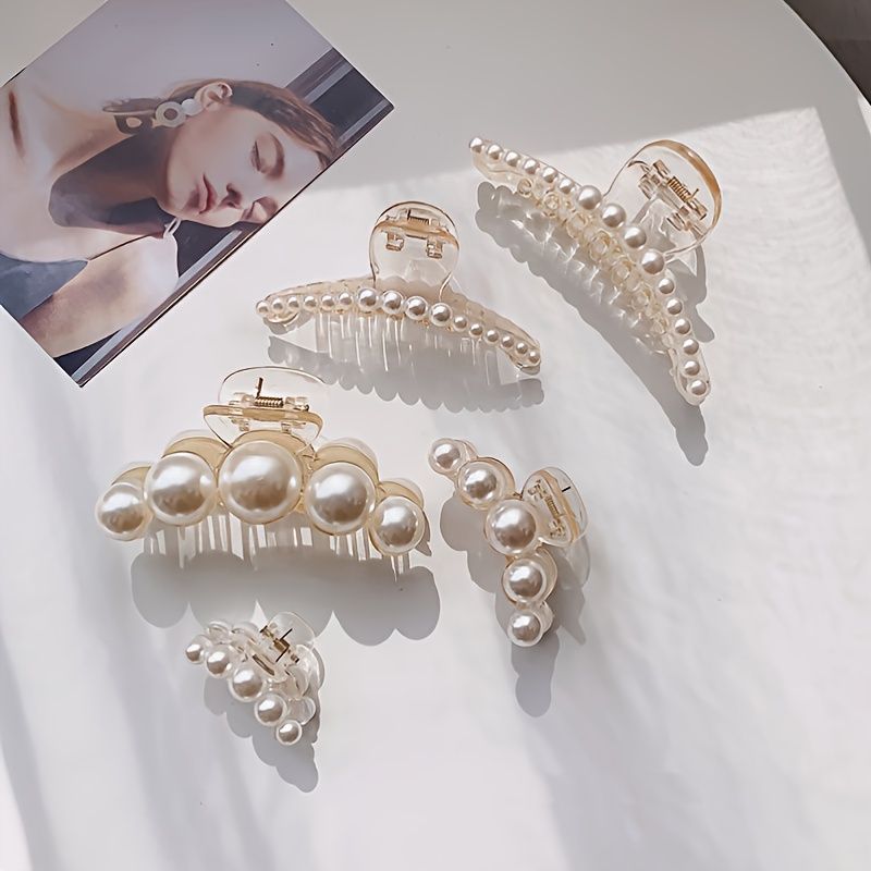 Pearl Hair Claw Styling Hårklemmer Sterkt Hold Hårkjeveklemmer Store Hårspenner Barrettes Antislip Hårtilbehør Bursdagsgave Til Kvinner Jenter Datter Kjæreste