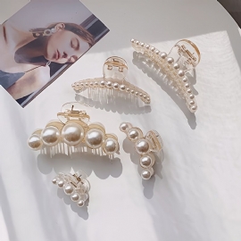 Pearl Hair Claw Styling Hårklemmer Sterkt Hold Hårkjeveklemmer Store Hårspenner Barrettes Antislip Hårtilbehør Bursdagsgave Til Kvinner Jenter Datter Kjæreste