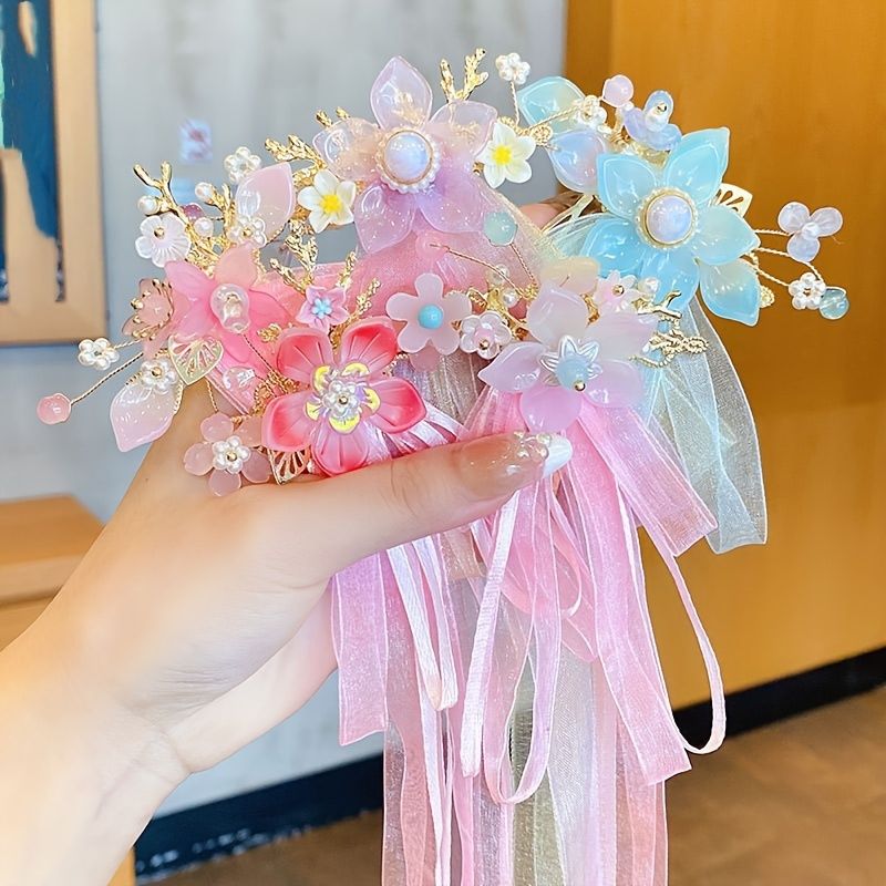 Streamer For Barn Hårtilbehør Antikke Blomsterhårnåler Little Jent Princess Accessories Babys Baby Hårnål Hodeplagg