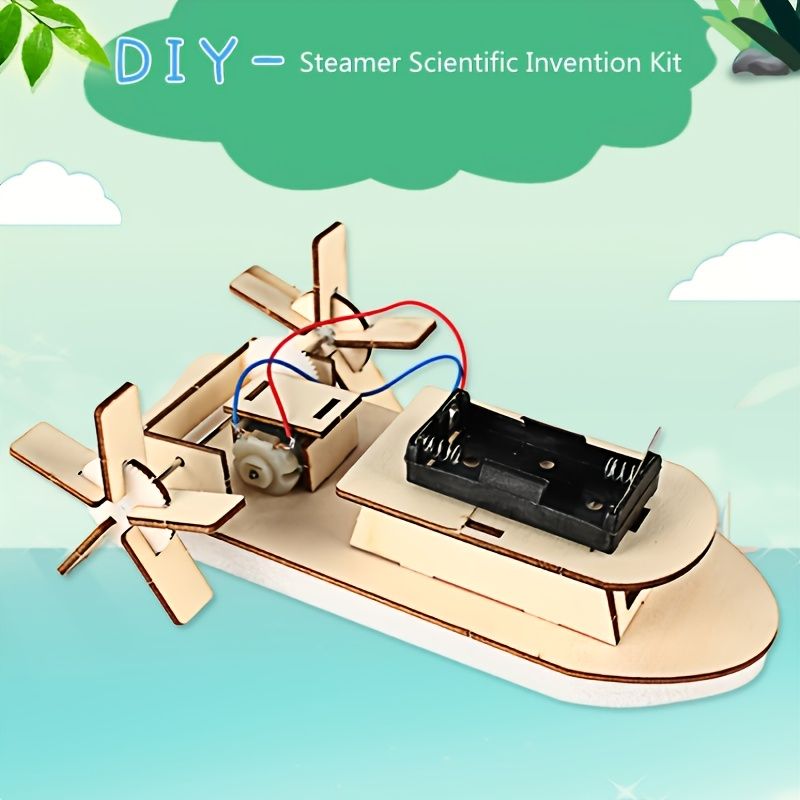Student Diy Steamer Scientific Invention Kit Gjør-det-selv-teknologi Produksjonsbåt Småbarn Gutter Håndlaget Vitenskapelig Eksperiment Materialpose