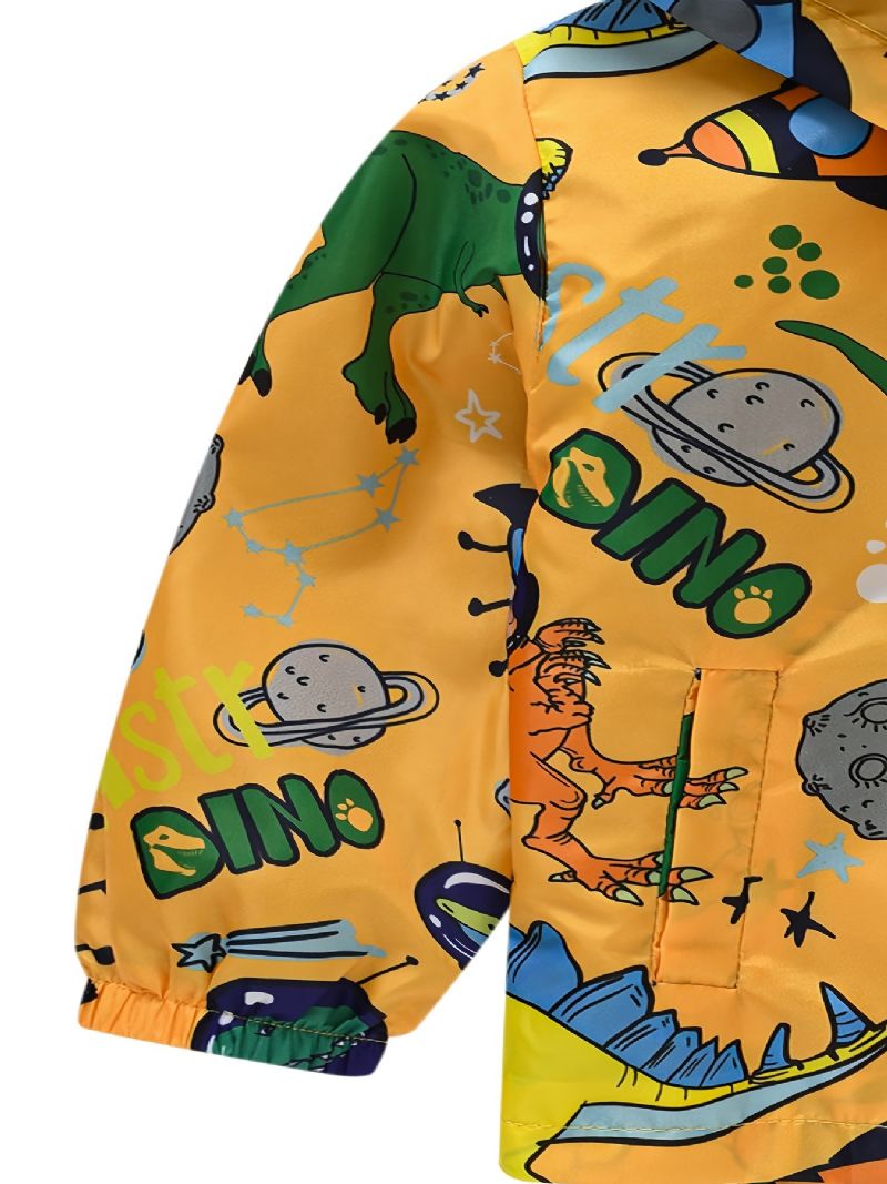 1 Stk Gutter Jenter Casual Søt Dinosaur Print Glidelås Hettejakke Cardigan Kragejakke Til Vinter