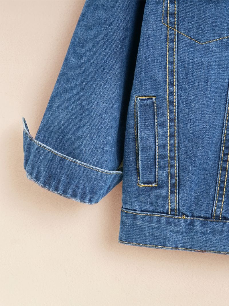 Baby Gutter Jenter Button Down Denimjakke Langermet Lapel Coat Barneklær