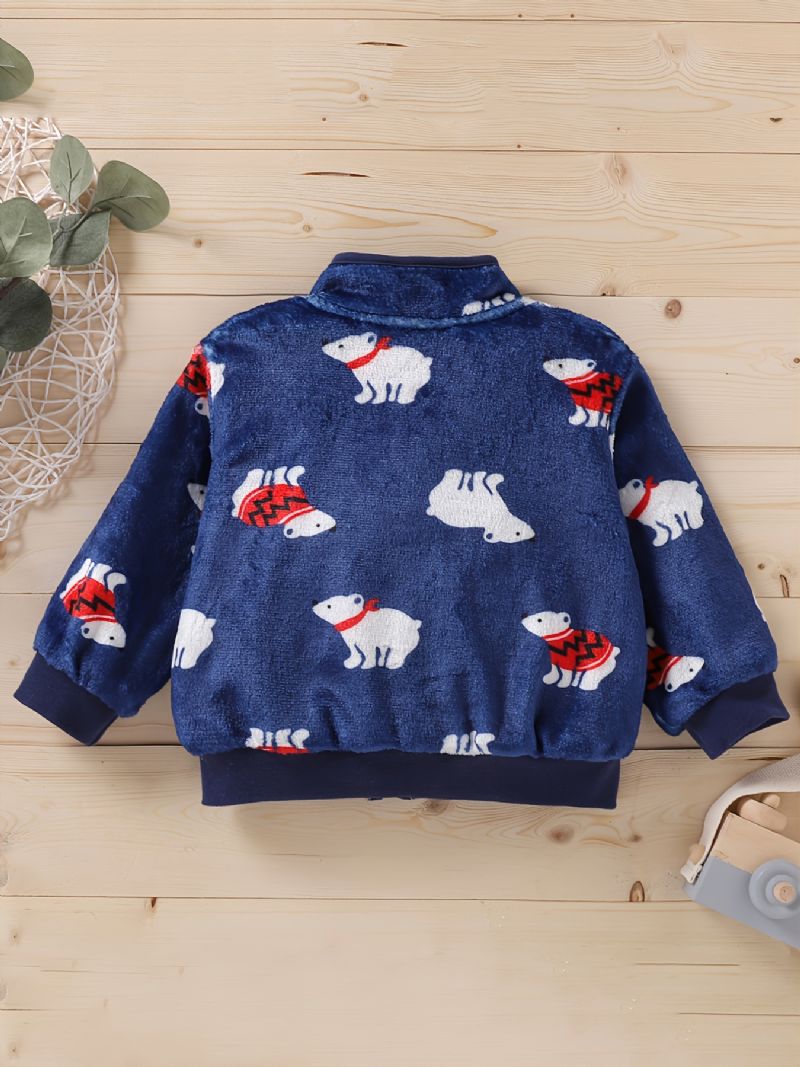 Baby Gutter Søt White Bear Zip Up Langermet Jakke