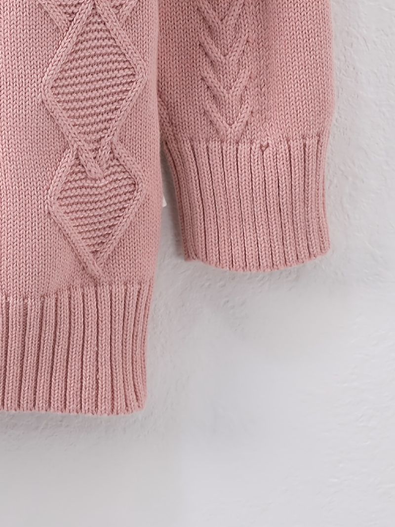 Baby Jenter Gutter Strikket Cardigan V-hals Genser Termisk Jakke Med Tegneseriedesign Til Vinter Babyklær