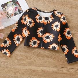 Baby Jenter Jakke Blomster Print Langermet Cardigan Barneklær