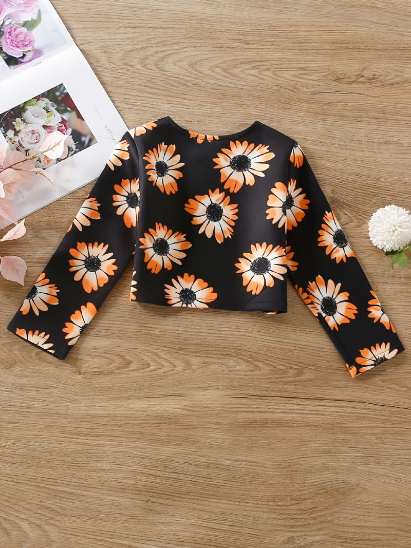 Baby Jenter Jakke Blomster Print Langermet Cardigan Barneklær