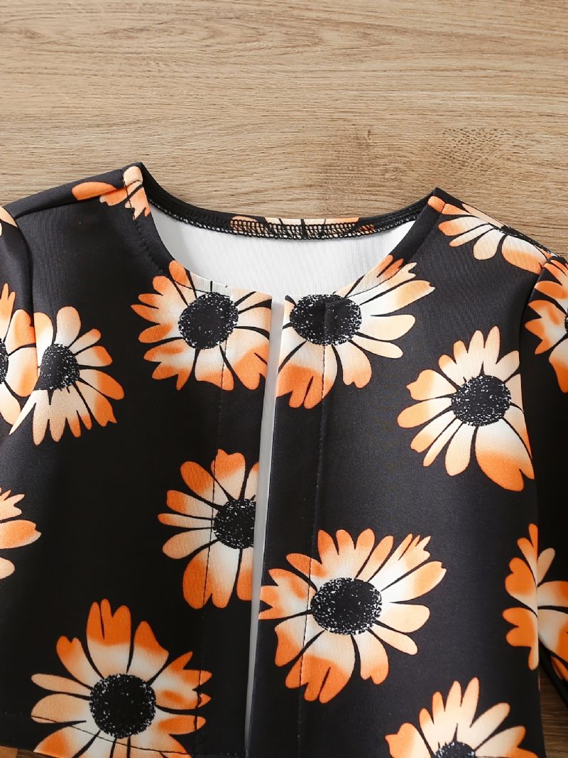 Baby Jenter Jakke Blomster Print Langermet Cardigan Barneklær