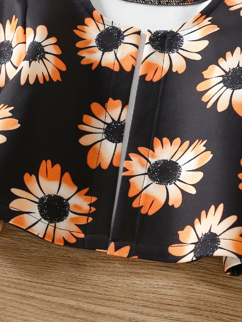 Baby Jenter Jakke Blomster Print Langermet Cardigan Barneklær