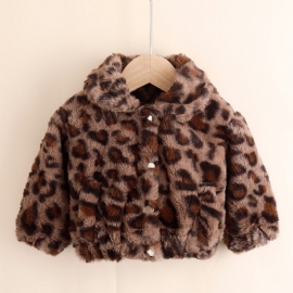 Baby Jenter Leopardprint Fleecejakke Til Vinter Babyklær