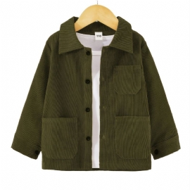 Guttens Army Green Corduroy Button Down Jakke Barneklær