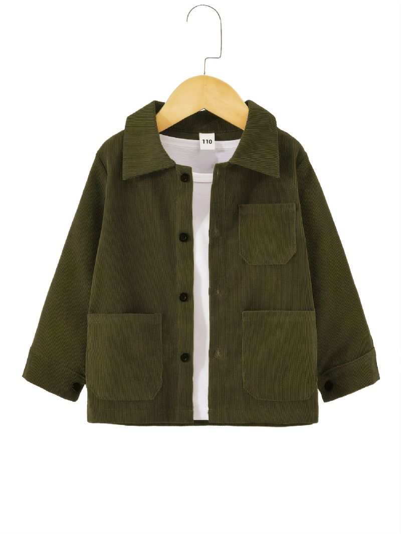 Guttens Army Green Corduroy Button Down Jakke Barneklær