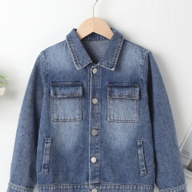 Gutter Button Down Denimjakke Til Høsten Ny