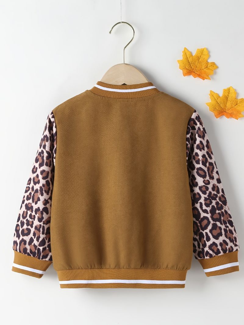 Gutter Casual Leopard G Print Jakke Med Stativ Krage For Vinteren