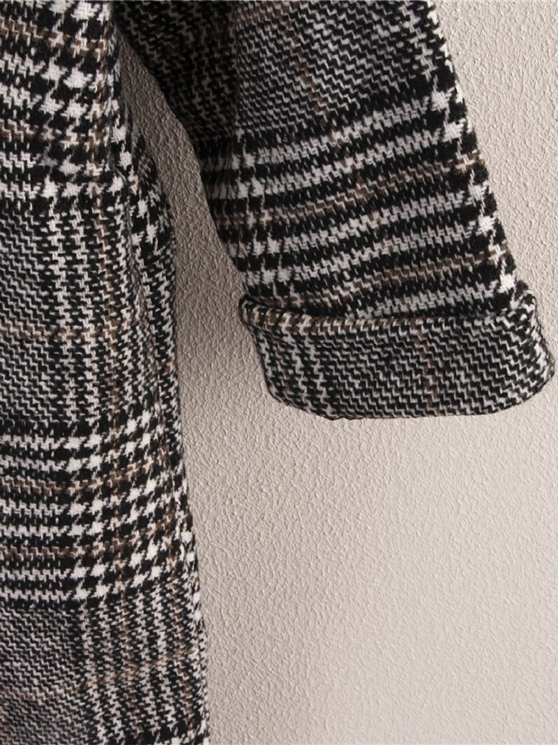 Gutter Houndstooth Jakke Knapp Lapel Yttertøy Barneklær