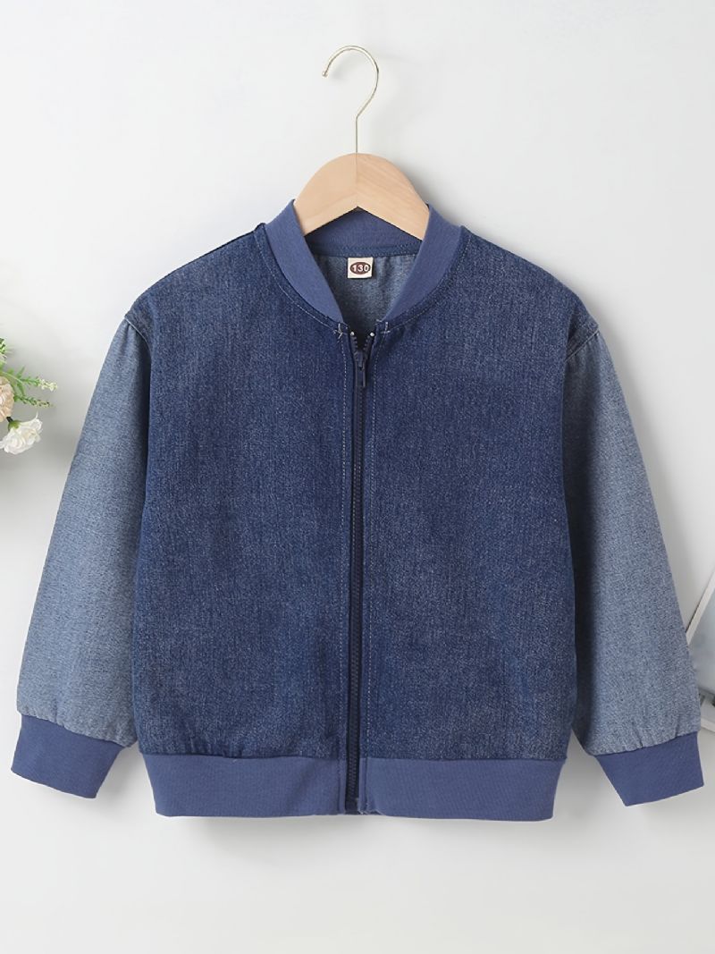 Gutter Zipper Up Denim Bomber Jacket Barneklær