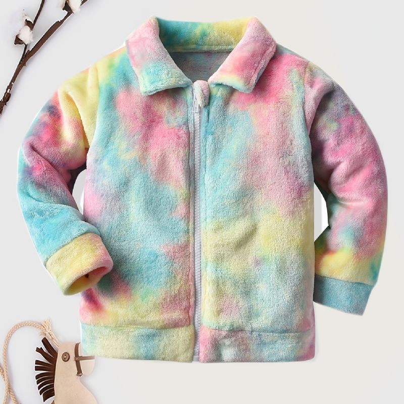 Jenter Tie Dye Fleece Glidelåsjakke For Vinter Barneklær