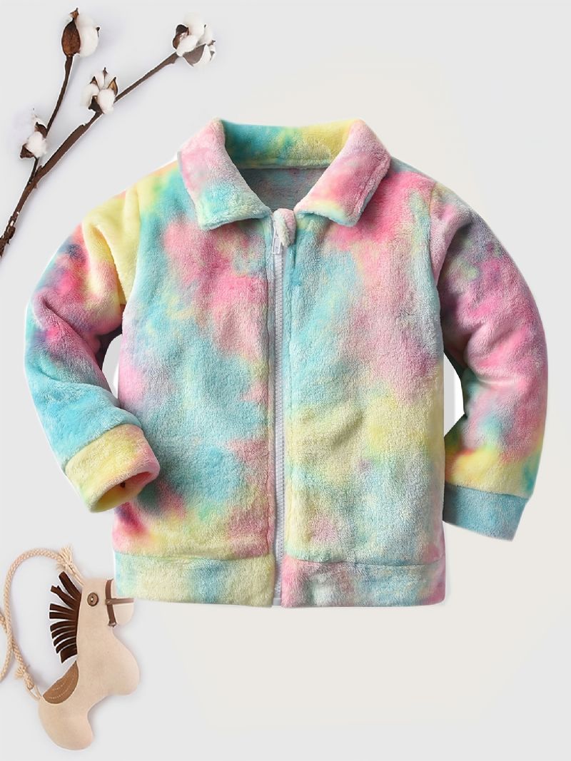 Jenter Tie Dye Fleece Glidelåsjakke For Vinter Barneklær