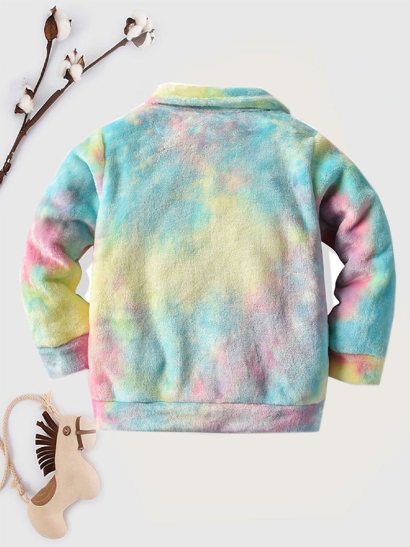 Jenter Tie Dye Fleece Glidelåsjakke For Vinter Barneklær