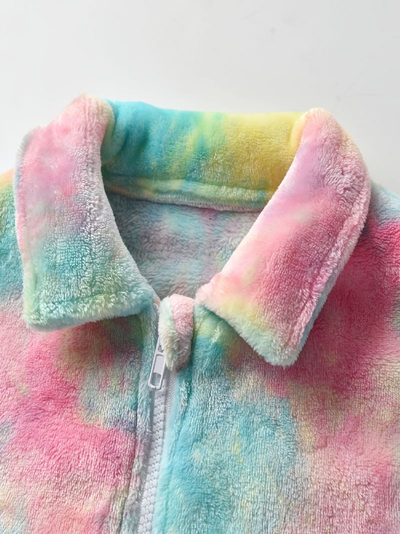 Jenter Tie Dye Fleece Glidelåsjakke For Vinter Barneklær