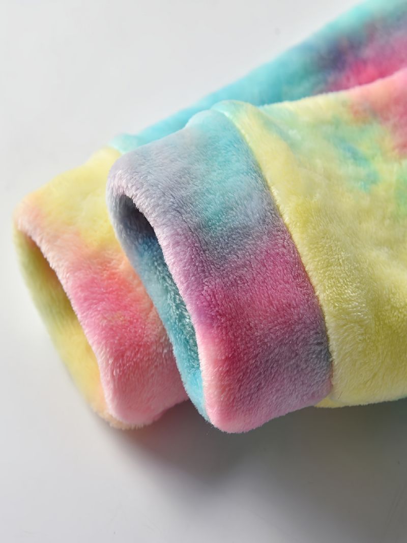 Jenter Tie Dye Fleece Glidelåsjakke For Vinter Barneklær