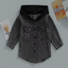 Småbarn Baby Hette Denimjakker Langermet Button Down Topp Gutter Jenter