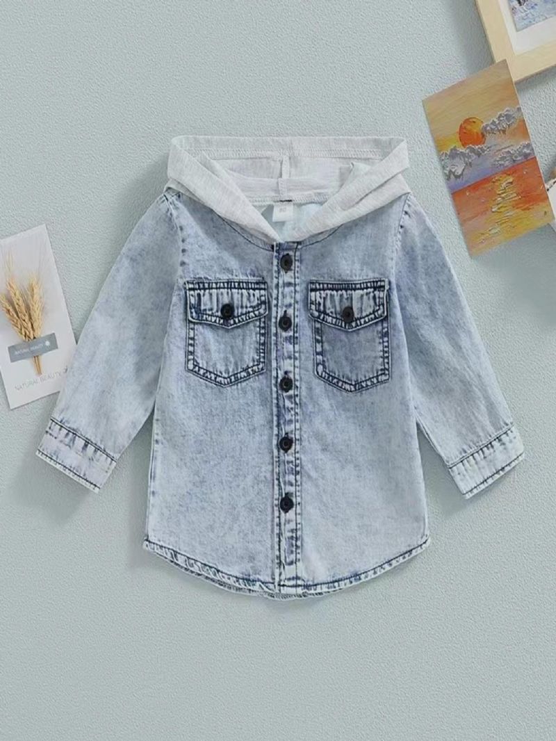 Småbarn Baby Hette Denimjakker Langermet Button Down Topp Gutter Jenter