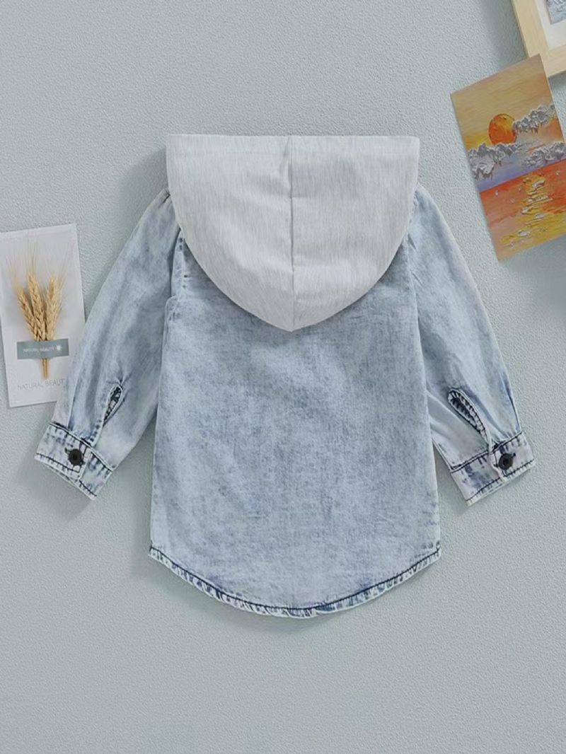 Småbarn Baby Hette Denimjakker Langermet Button Down Topp Gutter Jenter