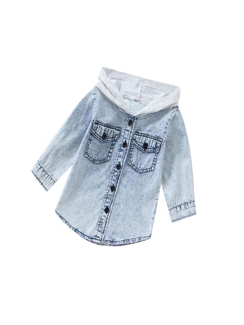 Småbarn Baby Hette Denimjakker Langermet Button Down Topp Gutter Jenter