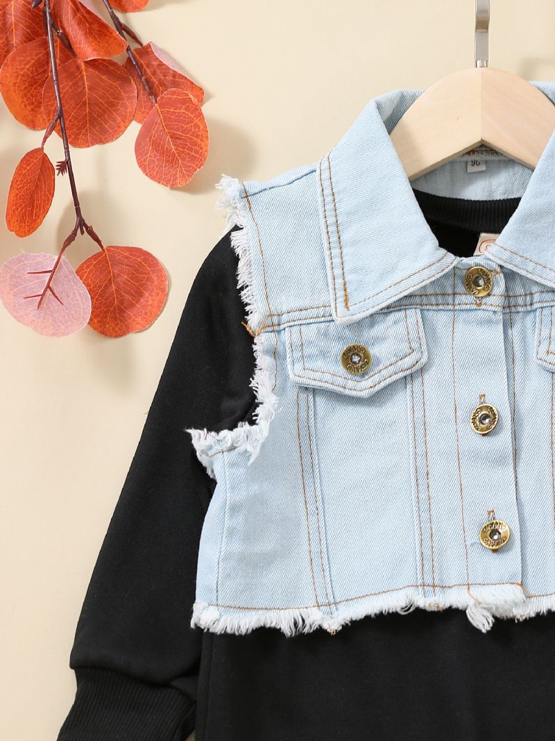 Småbarn Jenter Raw Cut Denim Vest Jakke & Kjole