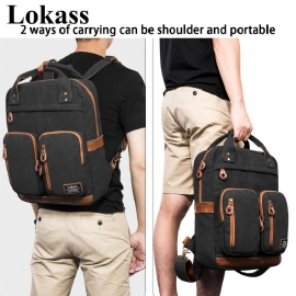 1 Stk Lokass Slitesterk Student Laptop Ryggsekk Gutt/jente Vanntett Reise College Bag For 15.6 Tommer Bærbar Datamaskin Lett Tilfeldig Lerret Koffert Bag For Menn Kvinner (svart)